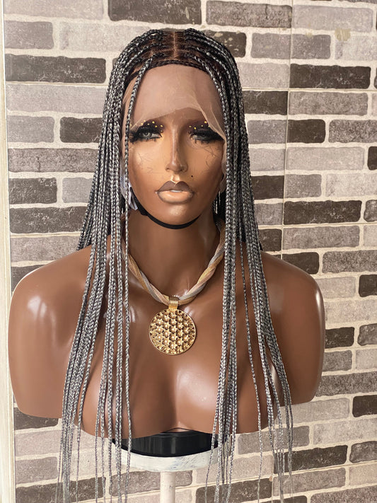 Knotless (Salt and pepper) Full lace wig