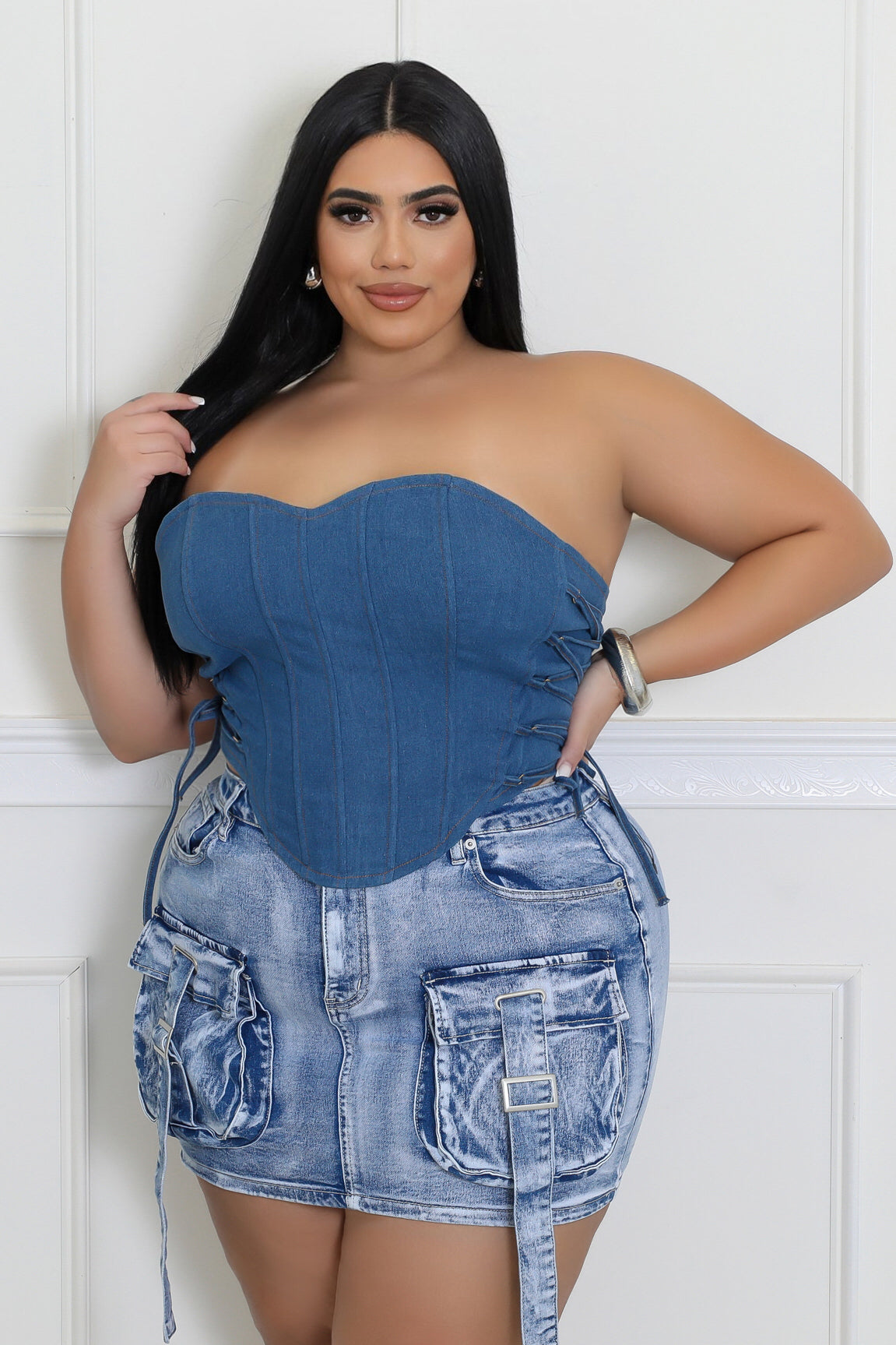 CROSS MY HEART | DENIM TOP