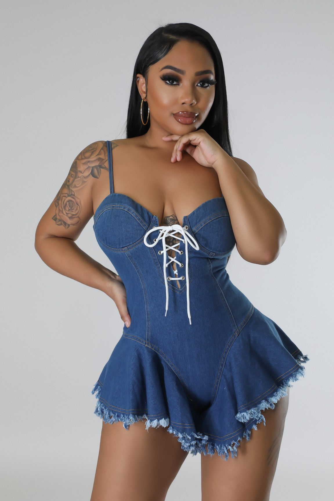 SADDLE UP | DENIM ROMPER