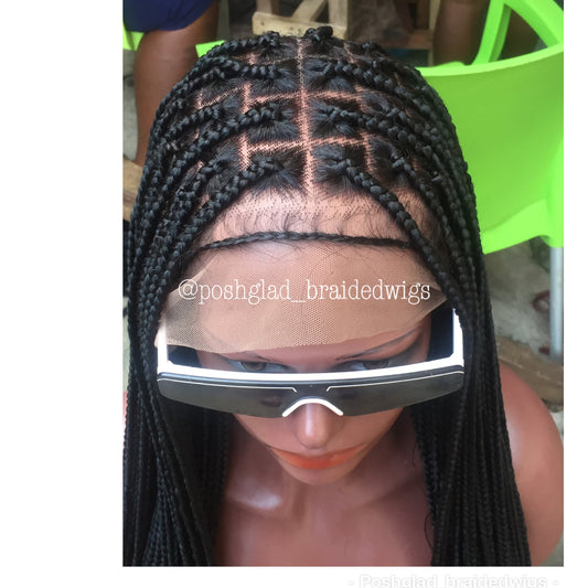 Shade Knotless Braid, Big Size Knots, Full Lace, Midback Length, Color 1