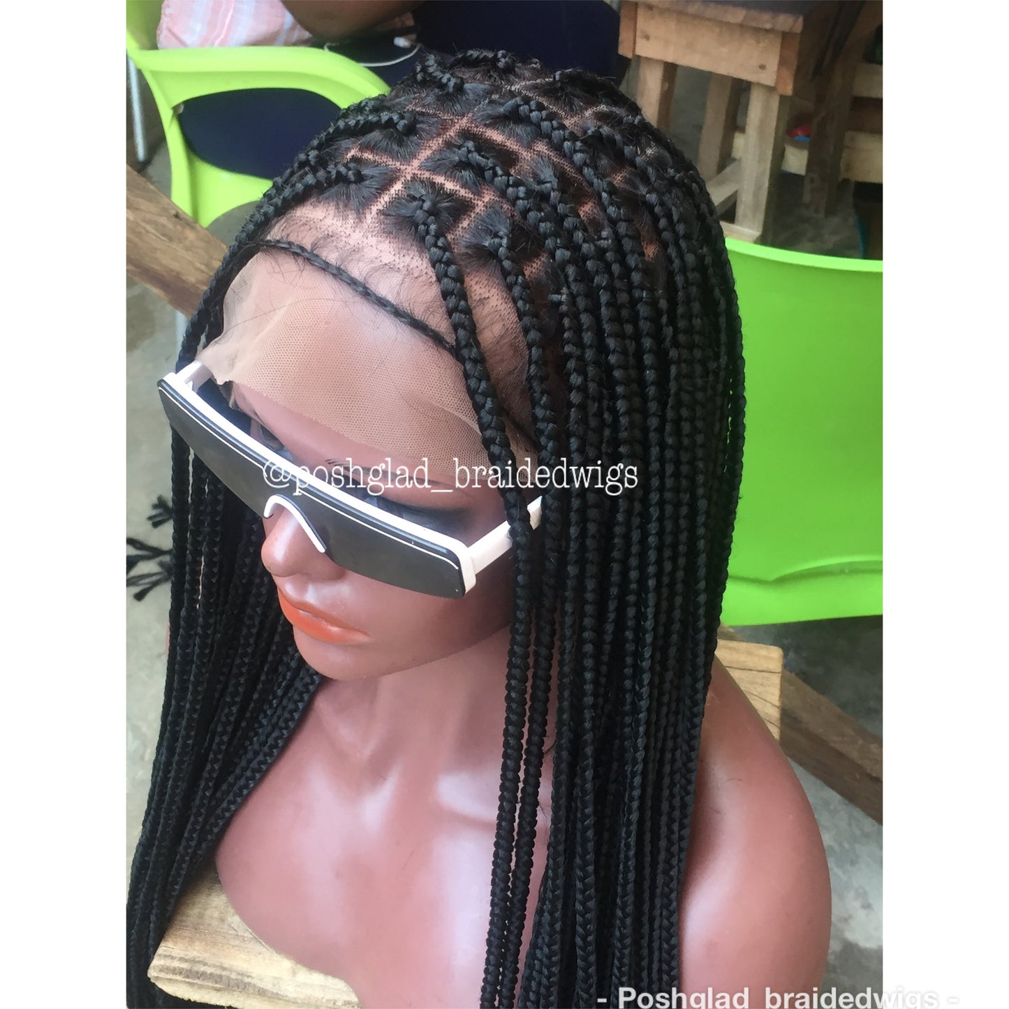 Shade Knotless Braid, Big Size Knots, Full Lace, Midback Length, Color 1