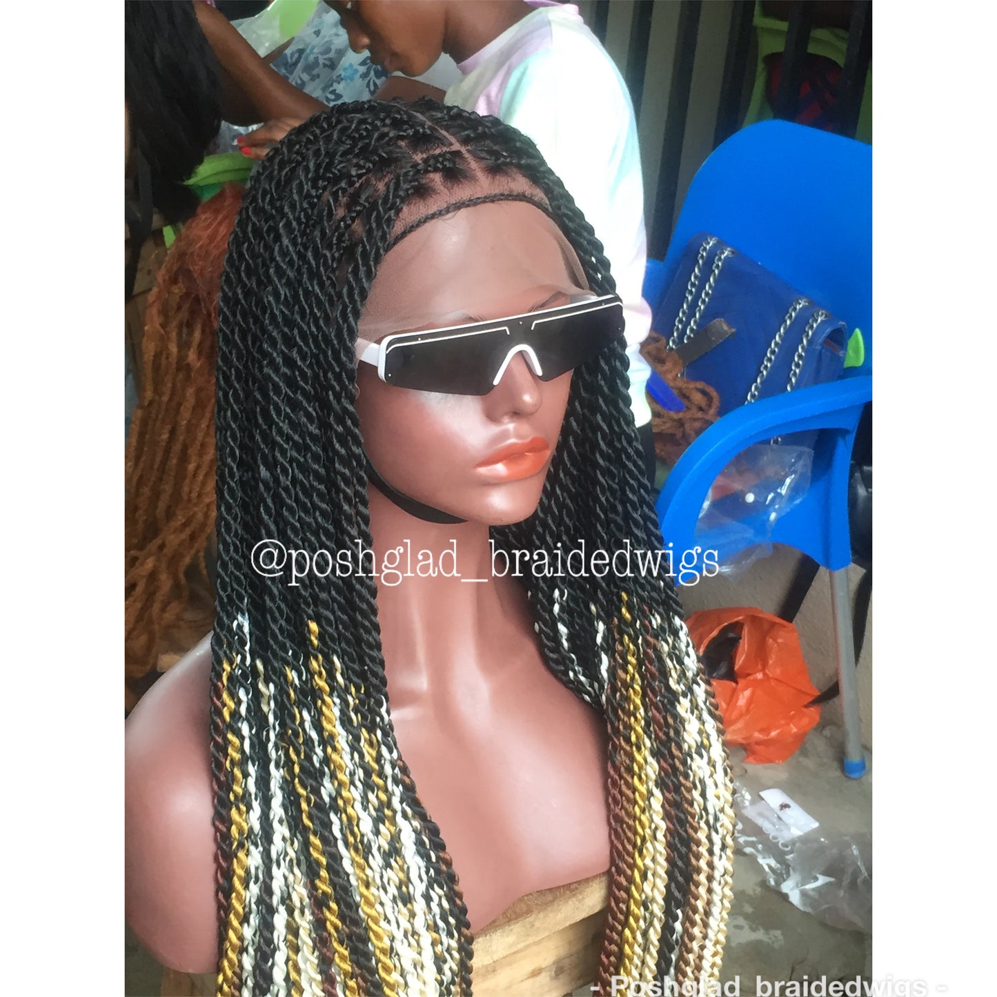 Knotless Braid Twist Wig, Multiple Color, Full Lace, Waist Length