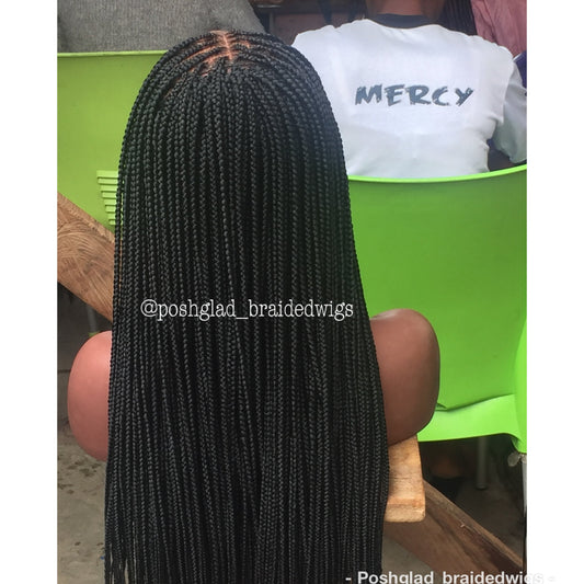 Knotless Braid Wig, 13x4 Lace Frontal, Color 1B, Glueless (Sade)