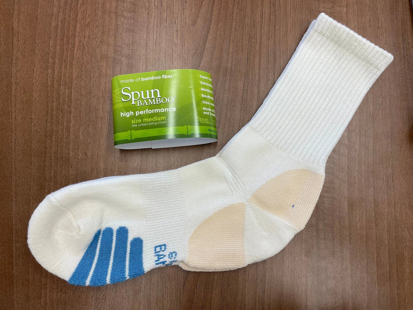 High Performance Crew Bamboo Viscose Socks Unisex White Color - 5-pack by Spun Bamboo
