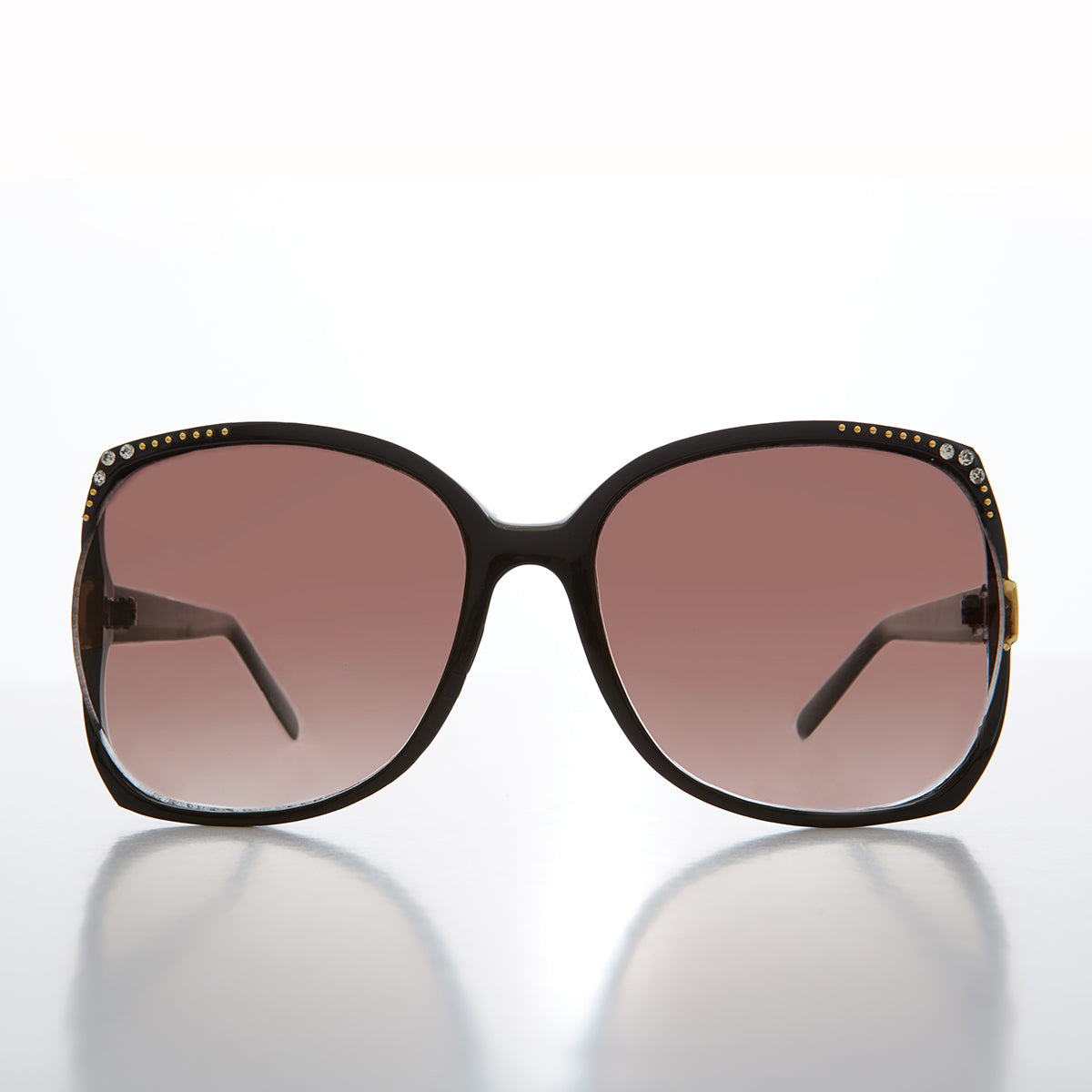 Oversized Women's Sunglass with Rhinestones - Lady