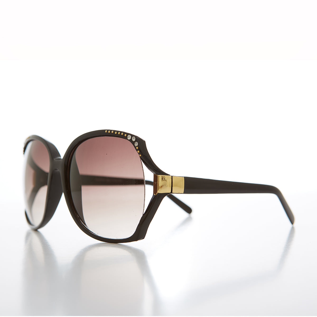 Oversized Women's Sunglass with Rhinestones - Lady