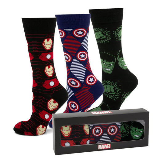Marvel Avengers Favorites 3 Pair Socks and Lapel Pin Gift Set by Cufflinks.com
