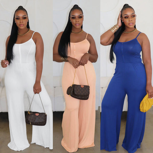 Sexy European And American Solid Color Sling One-piece