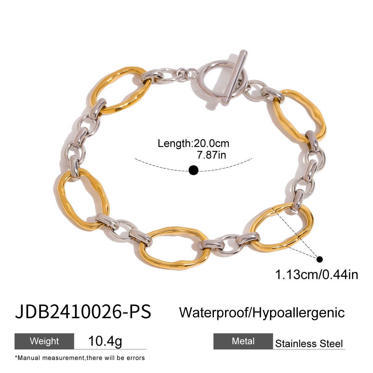 European And American Stainless Steel Color Matching Bracelet High Sense Style