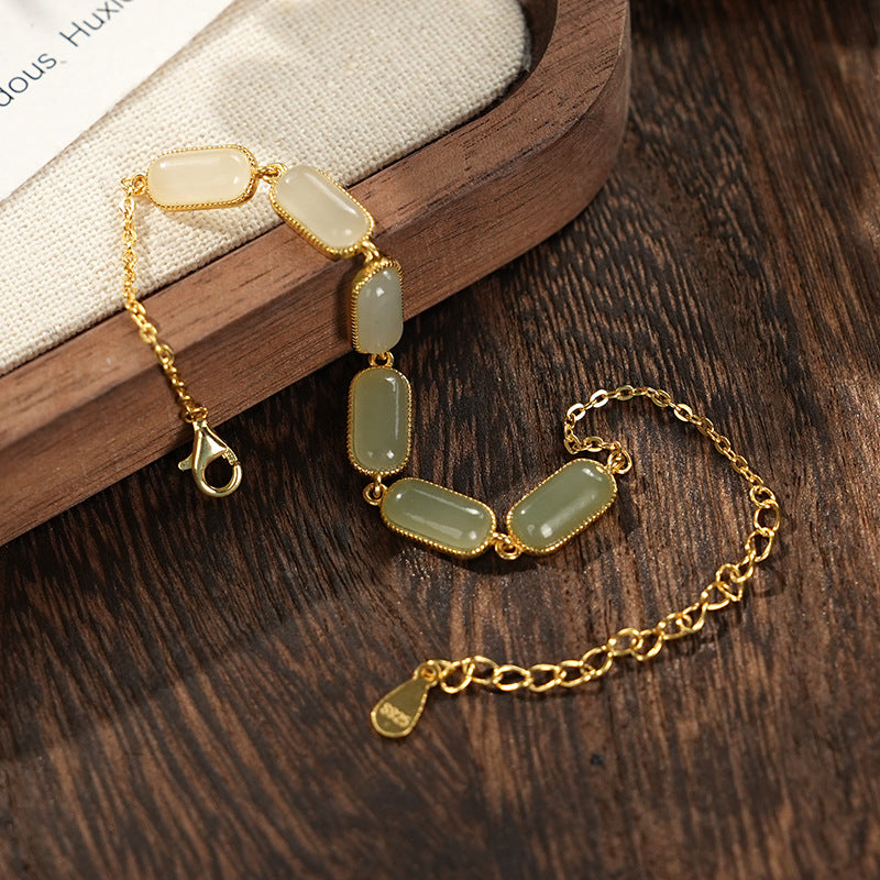 Silver Hetian Jade Gradient Bracelet Light Luxury Advanced