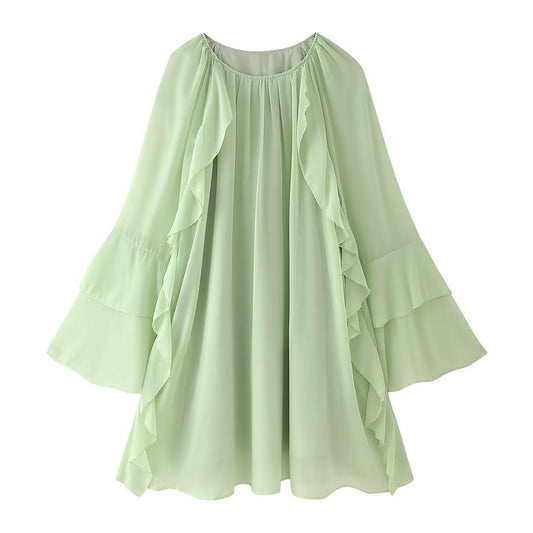 Women's Gentle Chiffon Laminated Ruffled Dress