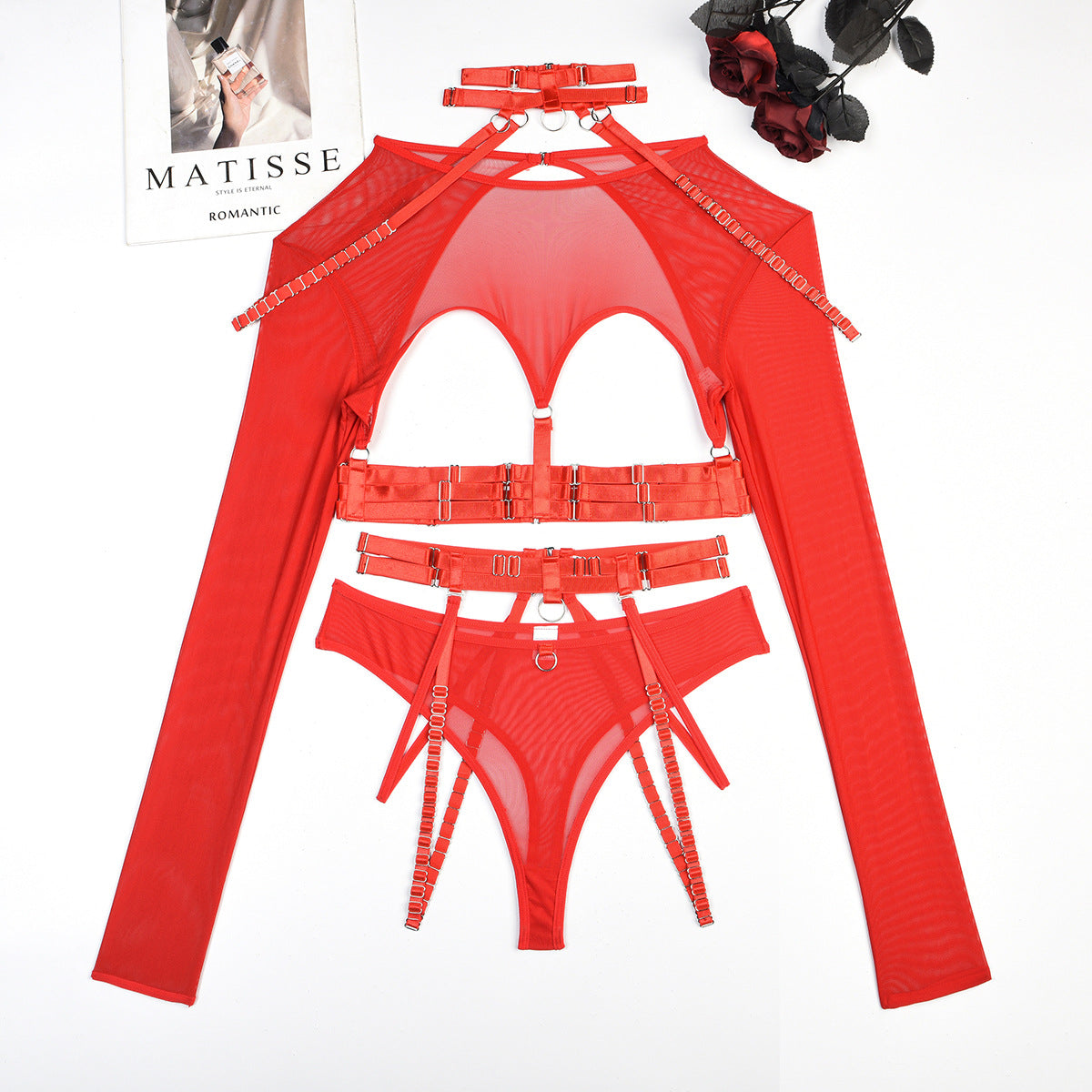 Sexy Three Piece Set at Complex Strap Halter Waist Seal Nightclub Sexy Underwear