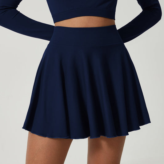 Ice High Waist Yoga Skirts Exercise Skort Tennis Skirt Exercise Workout Quick Drying Sun Protection Skirt