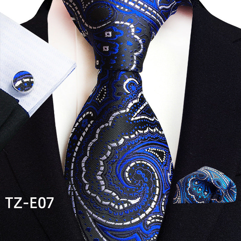 Men's Paisley Tie Square Scarf Pocket Square Cufflinks Three-piece Set