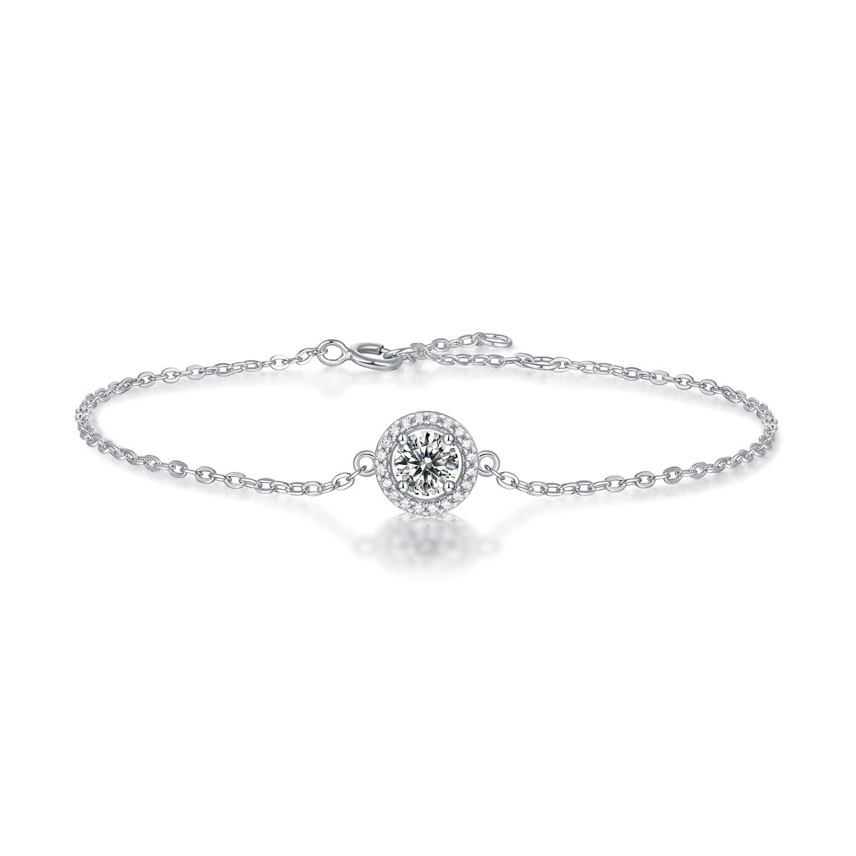 Silver Light Luxury Moissanite Round Bag Bracelet