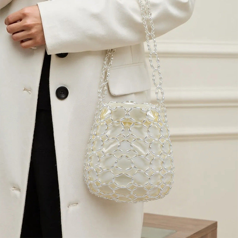 Handmade Beaded Hollow Out Cutout Bag Minority Simple Woven Finished Handbag