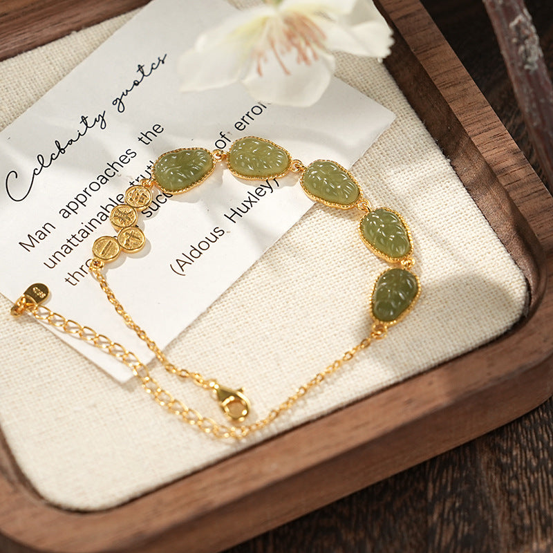Silver Hetian Jade Gradient Bracelet Light Luxury Advanced