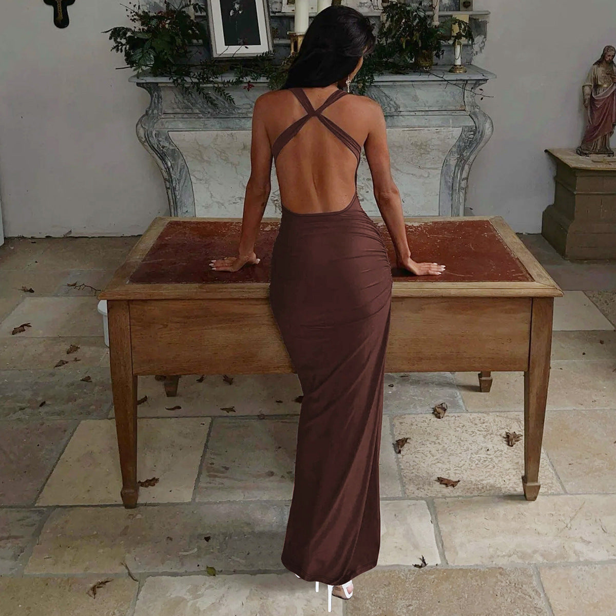 Backless ruched Long Dress