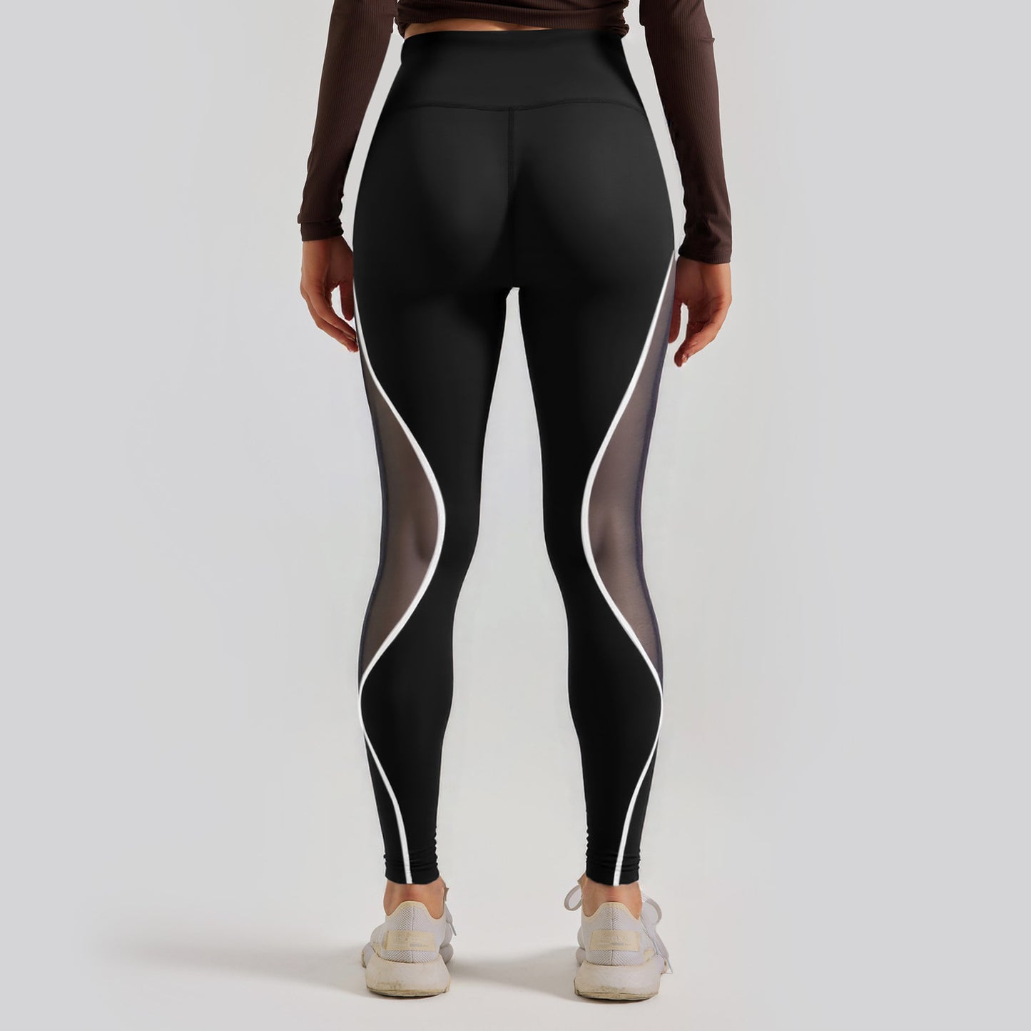 High Waist Yoga Pants Mesh Panels