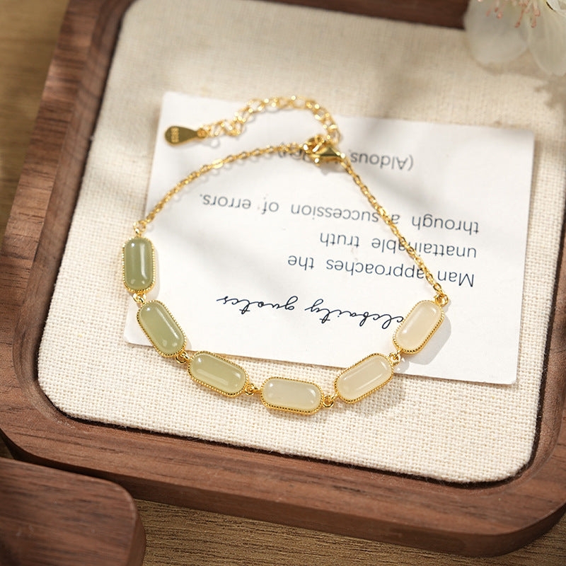Silver Hetian Jade Gradient Bracelet Light Luxury Advanced