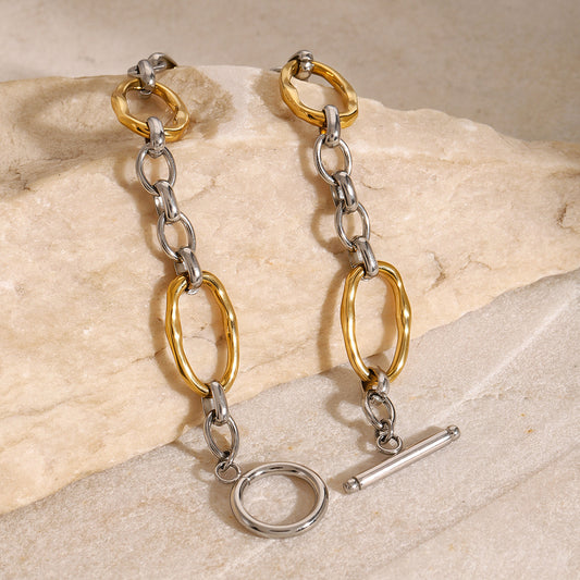 European And American Stainless Steel Color Matching Bracelet High Sense Style