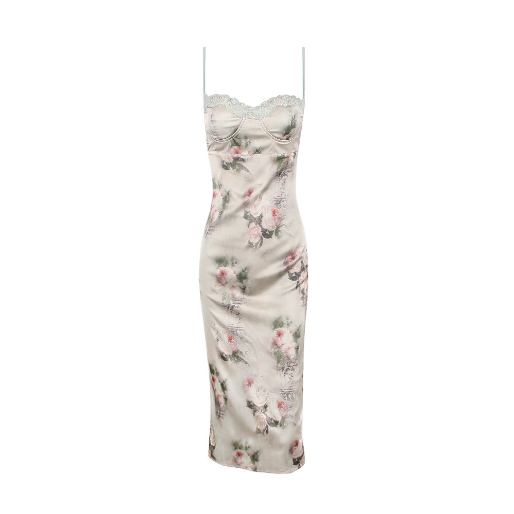 Lace Sling Backless Sheath Dress