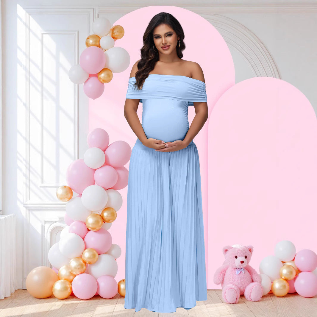 Summer New Off-shoulder Pleated Dress