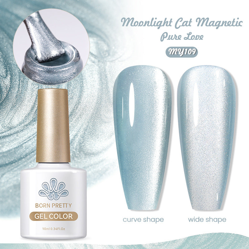 Mirror Porcelain White Cat's Eye White Moonlight Gel Nail Polish