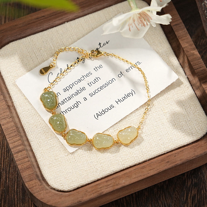 Silver Hetian Jade Gradient Bracelet Light Luxury Advanced