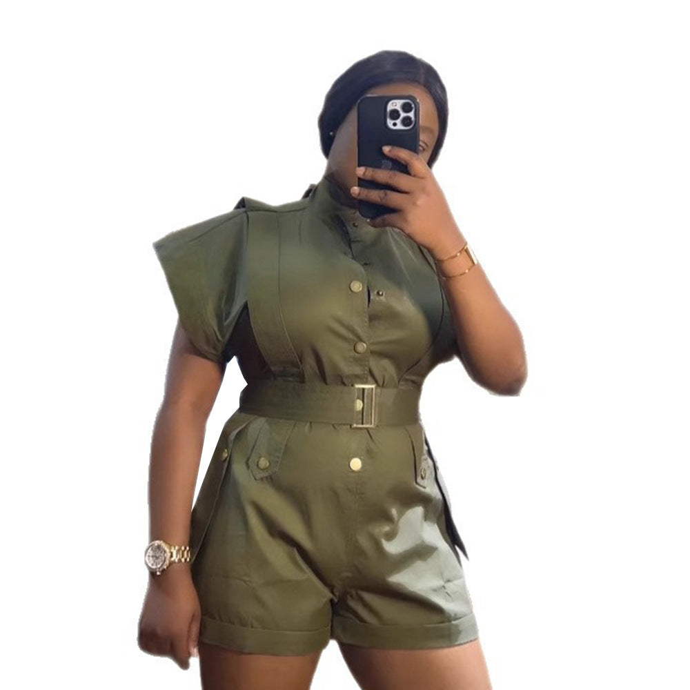 Women Office Casual Loose Cargo Sleeveless Romper