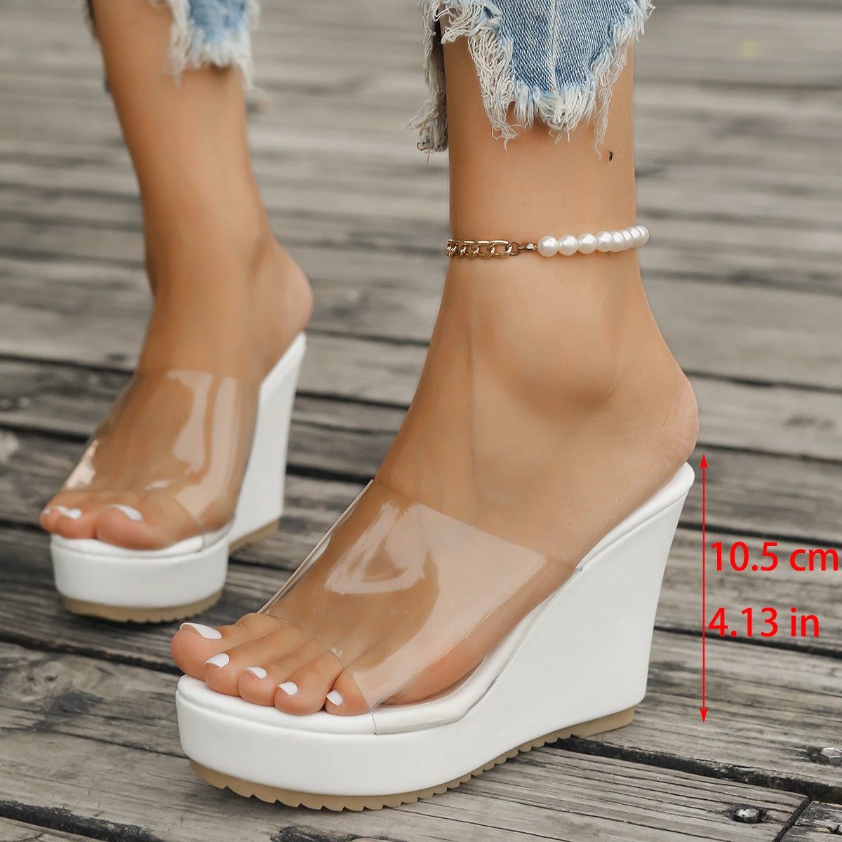 Fashion Wedge Transparent Sandals by GJG Denim