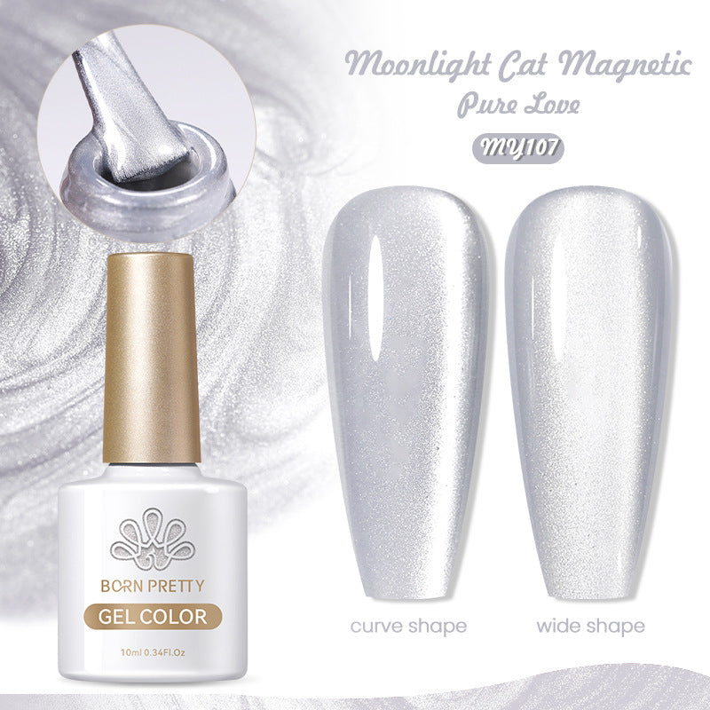Mirror Porcelain White Cat's Eye White Moonlight Gel Nail Polish