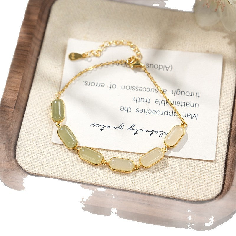 Silver Hetian Jade Gradient Bracelet Light Luxury Advanced