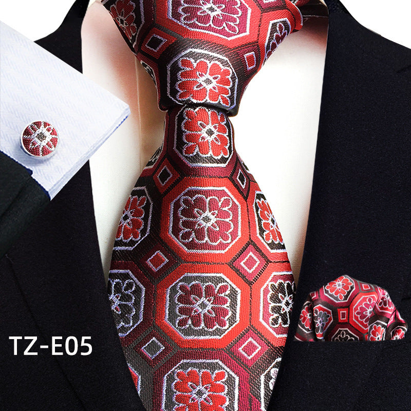 Men's Paisley Tie Square Scarf Pocket Square Cufflinks Three-piece Set