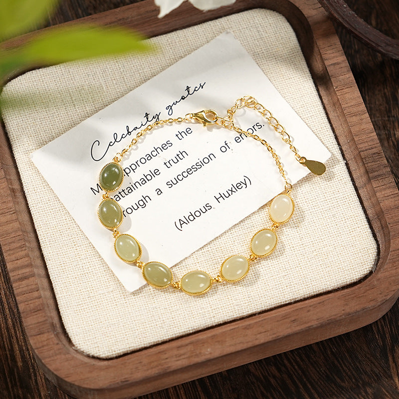 Silver Hetian Jade Gradient Bracelet Light Luxury Advanced