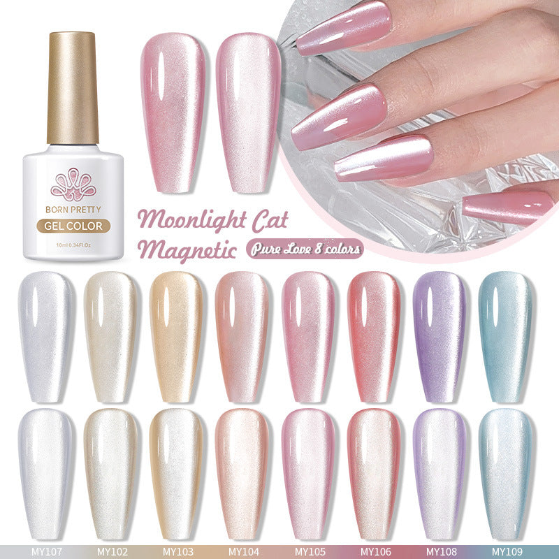 Mirror Porcelain White Cat's Eye White Moonlight Gel Nail Polish
