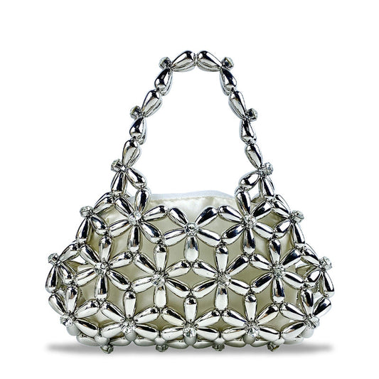 Summer Handbag Mini Bag Beaded Diamond Bag Woven Mobile Phone Bag Daily Casual Travel