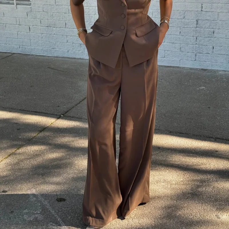 Women's Fashion Casual Elegant Solid Color Short Sleeve Suit