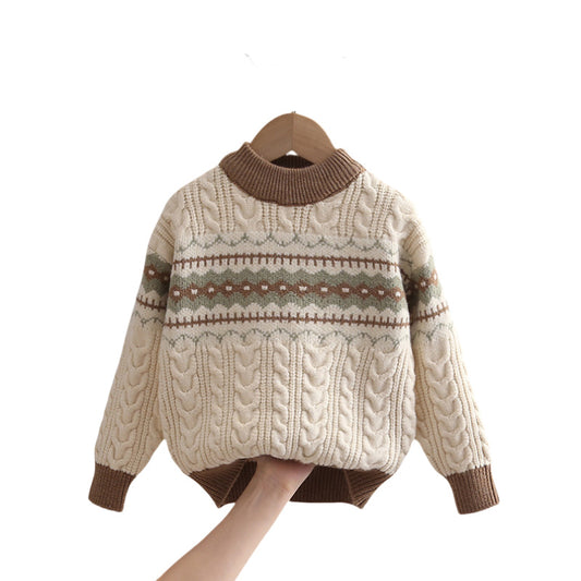 Children's Warm Color Matching Knitted Bottoming Shirt
