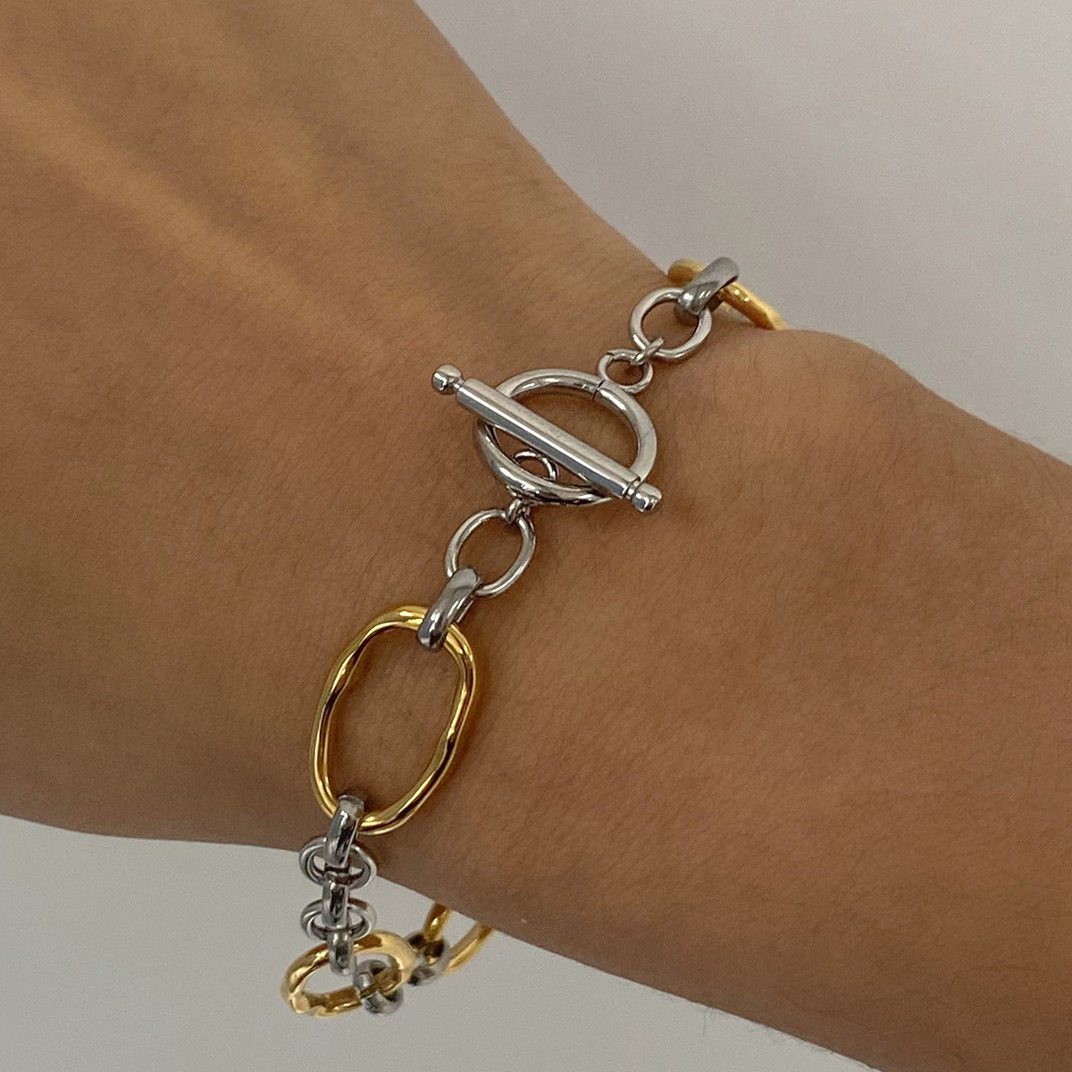 European And American Stainless Steel Color Matching Bracelet High Sense Style