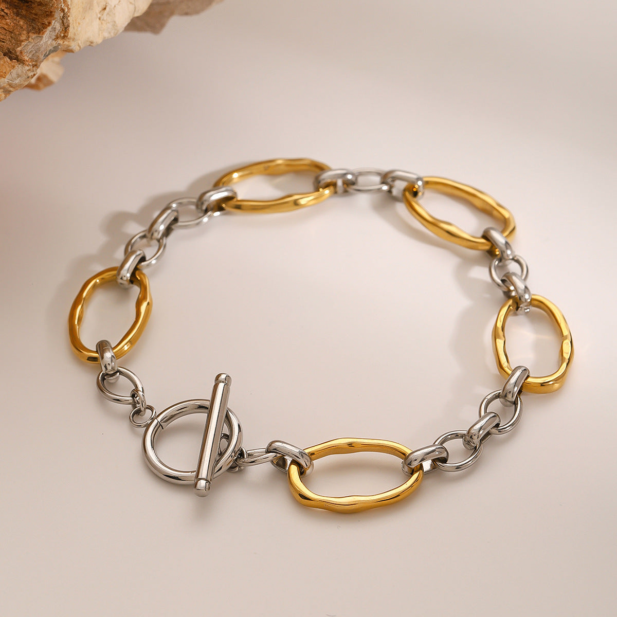 European And American Stainless Steel Color Matching Bracelet High Sense Style