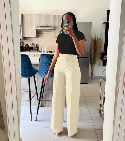 Women's High Waist Straight-leg Wide-leg Pants by GJG Denim