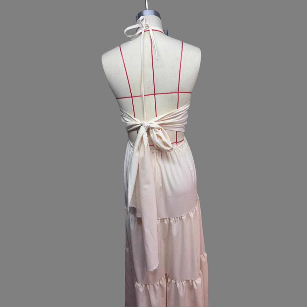 Halter Flowy Maxi Dress Tie back