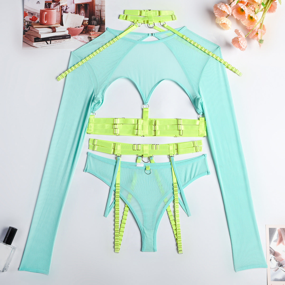 Sexy Three Piece Set at Complex Strap Halter Waist Seal Nightclub Sexy Underwear