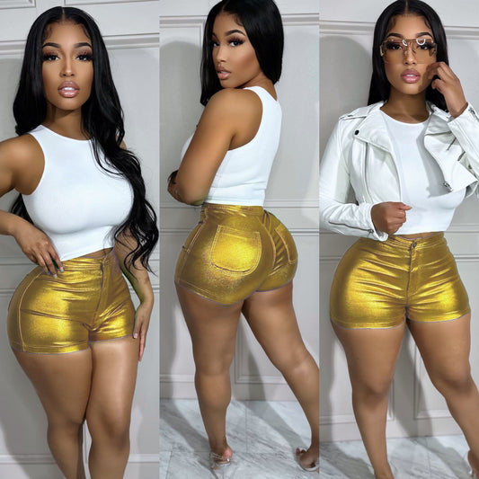 New Women's Metallic Candy-colored Shorts