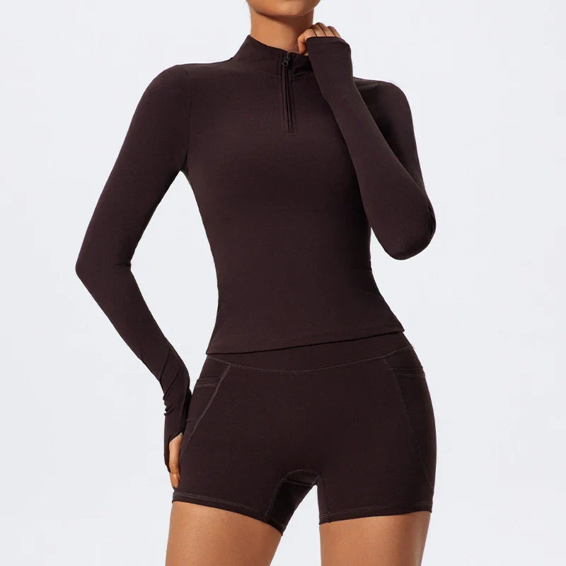 Women's Half Zipper Long Sleeve 2-Pc Activewear