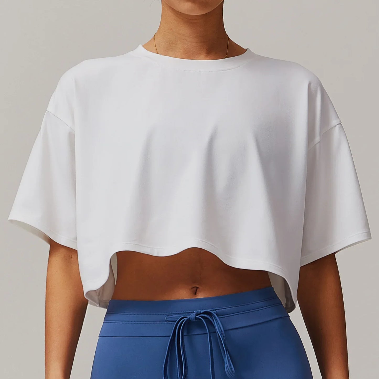 Quick Dry Cropped loose Yoga Tee for Active Women