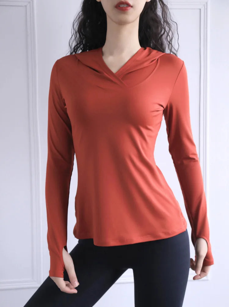 BreatheFit Women's Long Sleeve Yoga Hoodie Top