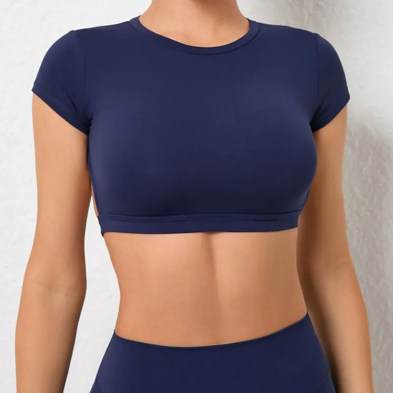 FlexiFit Women's Backless Crop Gym Top