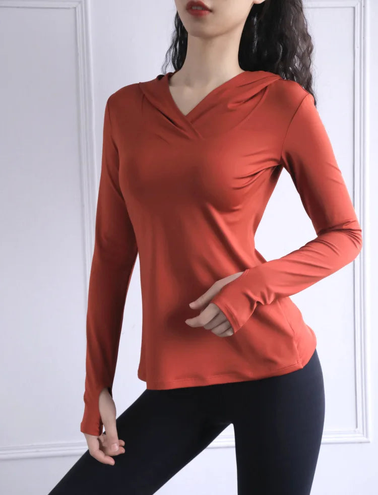 BreatheFit Women's Long Sleeve Yoga Hoodie Top